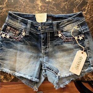 Shyanne Star Embellished Jean Shorts - Blue